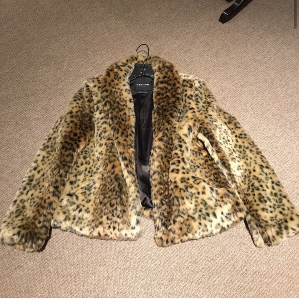 OBEY No 89 Faux Fur Leopard Jacket